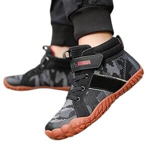 Kubua Boys 6 Black Camo High Top Barefoot Minimalist Sneaker Lightweight Shoes
